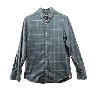 Crosby & Howard Long Sleeve Shirt Mens S‎ Blue Grid Plaid Soft Brushed Cotton